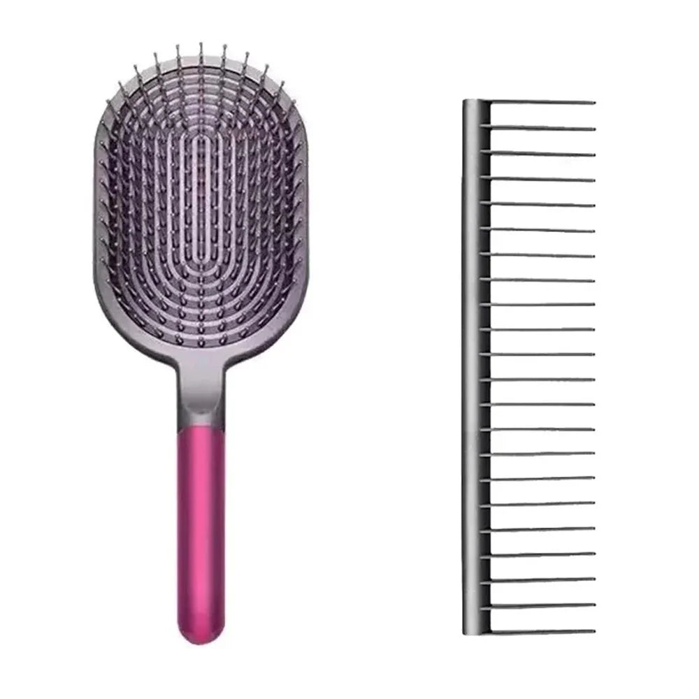 2PCS  /  Set Air Cushion Hair Brush Scalp Massage Comb Detangling Anti Static with Wide Tooth Comb - Rose - 1