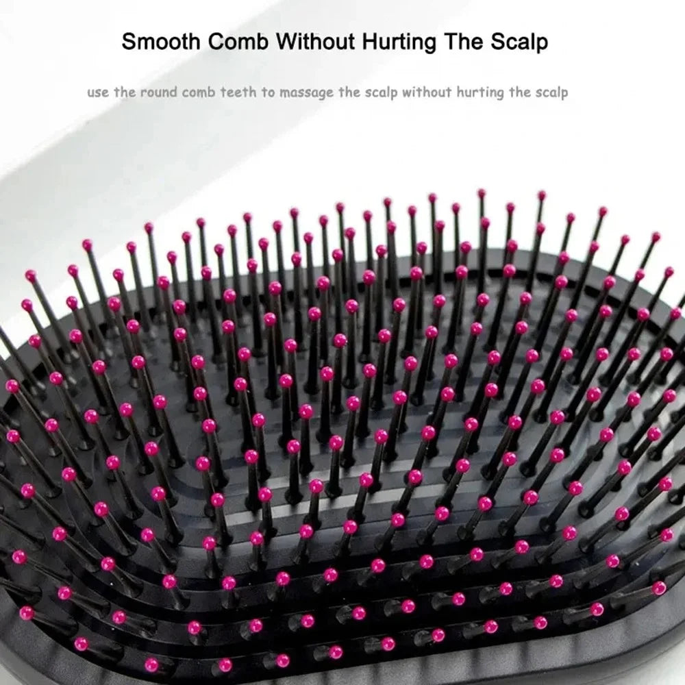 2PCS  /  Set Air Cushion Hair Brush Scalp Massage Comb Detangling Anti Static with Wide Tooth Comb - Rose - 7