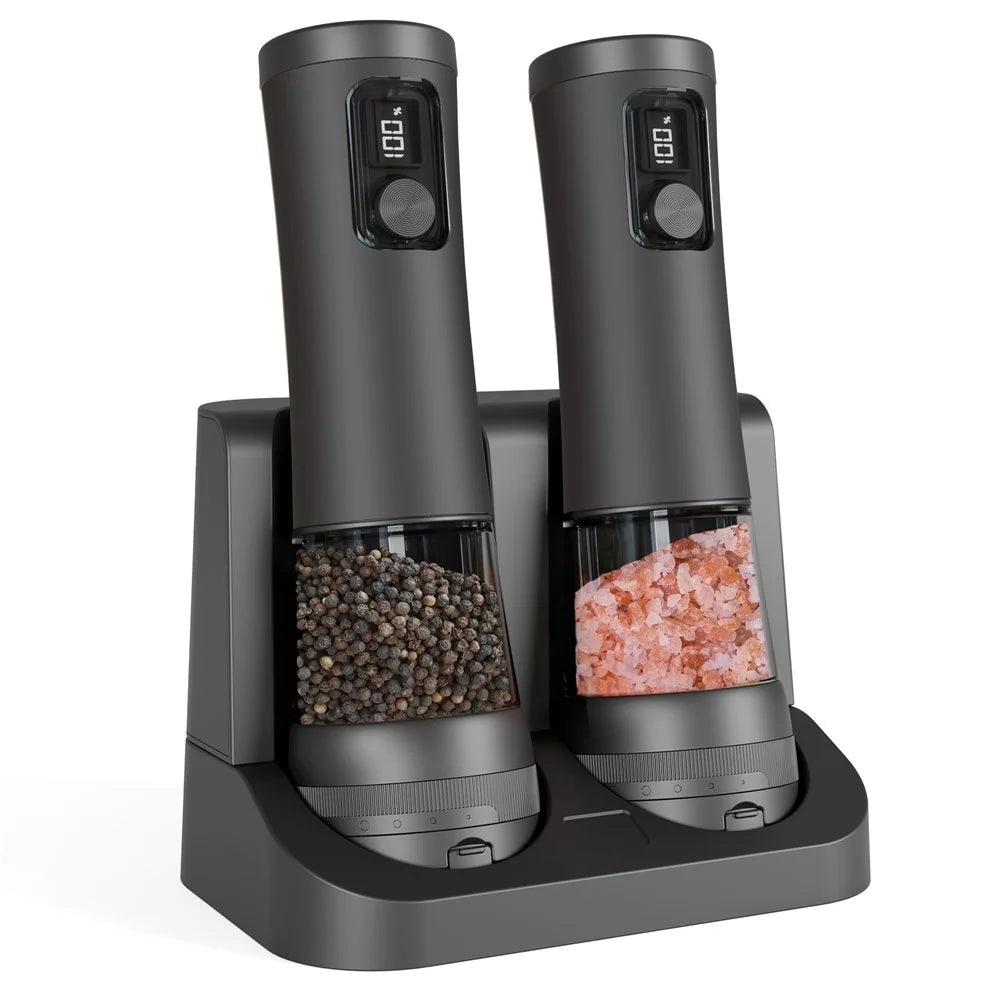 Electric Grinder Kitchen Tools Rechargeable Pepper Mill Electric Grinding Machine For Spices Salt - Black - 1