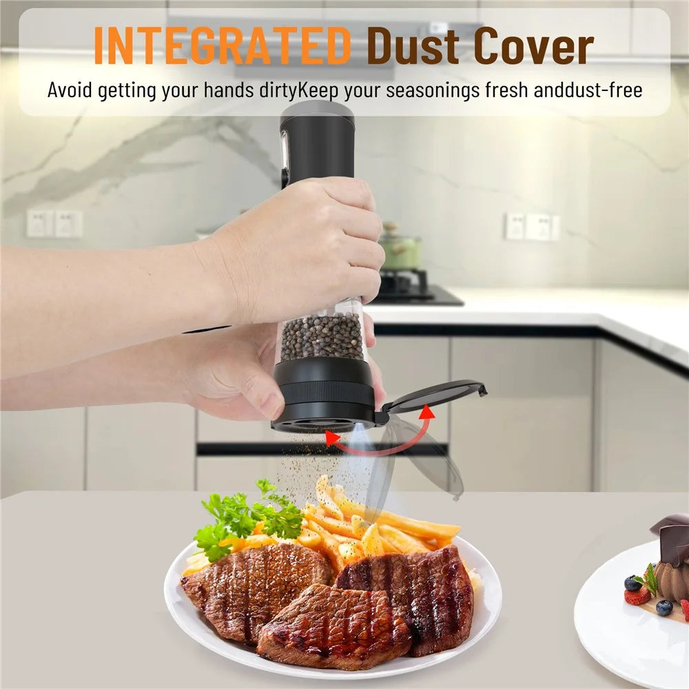 Electric Grinder Kitchen Tools Rechargeable Pepper Mill Electric Grinding Machine For Spices Salt - Black - 5
