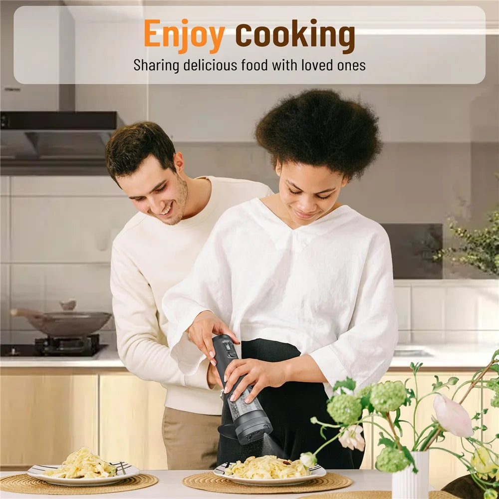 Electric Grinder Kitchen Tools Rechargeable Pepper Mill Electric Grinding Machine For Spices Salt - Black - 6
