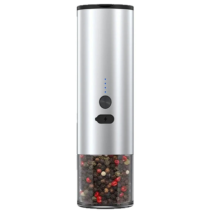 Electric Pepper Grinder Aluminum Alloy Gravity Sensor Adjustable Coarseness Spice Mill - Silver - 1