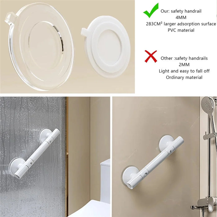 45CM Extended Sucker Armrest Bathroom Safety Grab Bar For Elderly Toilet Anti Slip Handle - White - 7