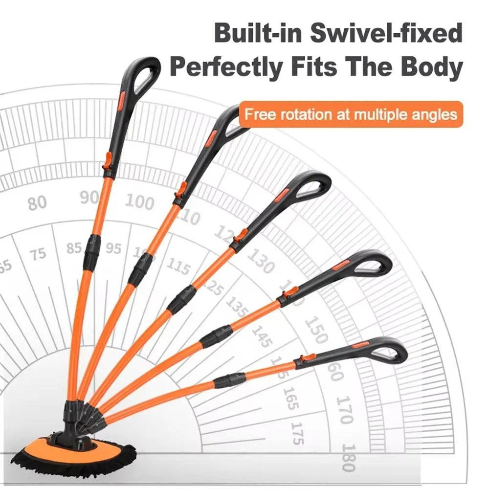 Curved Car Cleaning Brush 15 Degree Bend Extendable Handle Car Cleaning Mop - Orange - 6