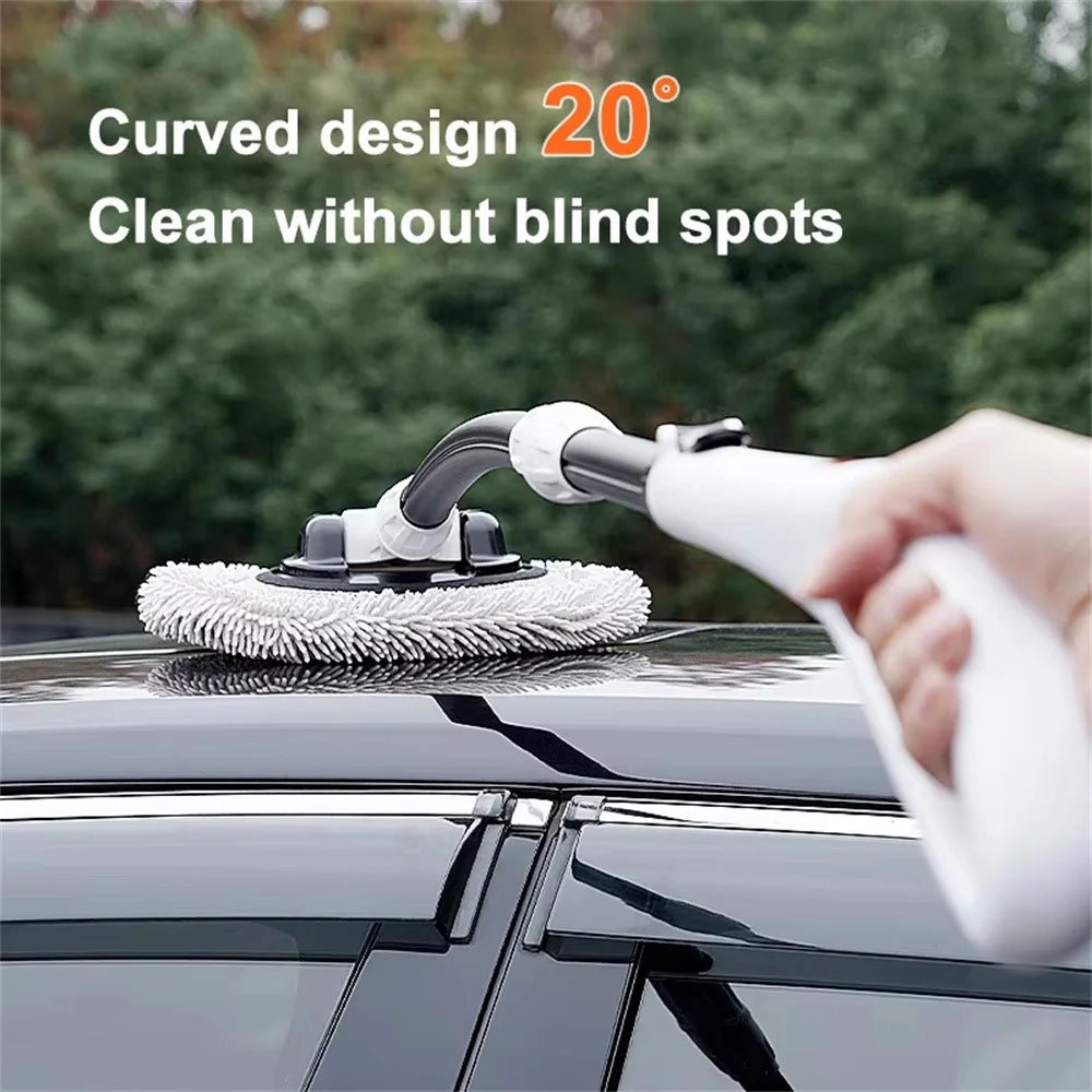 Curved Car Cleaning Brush 15 Degree Bend Extendable Handle Car Cleaning Mop - Orange - 7