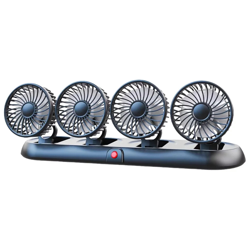 Four Head Folding Car Fan 360 Degree Rotation Auto Dashboard Cooling Fan for Vehicle Use - White  /  5V USB Port - 1