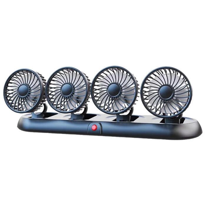 Four Head Folding Car Fan 360 Degree Rotation Auto Dashboard Cooling Fan for Vehicle Use - White  /  5V USB Port - 1