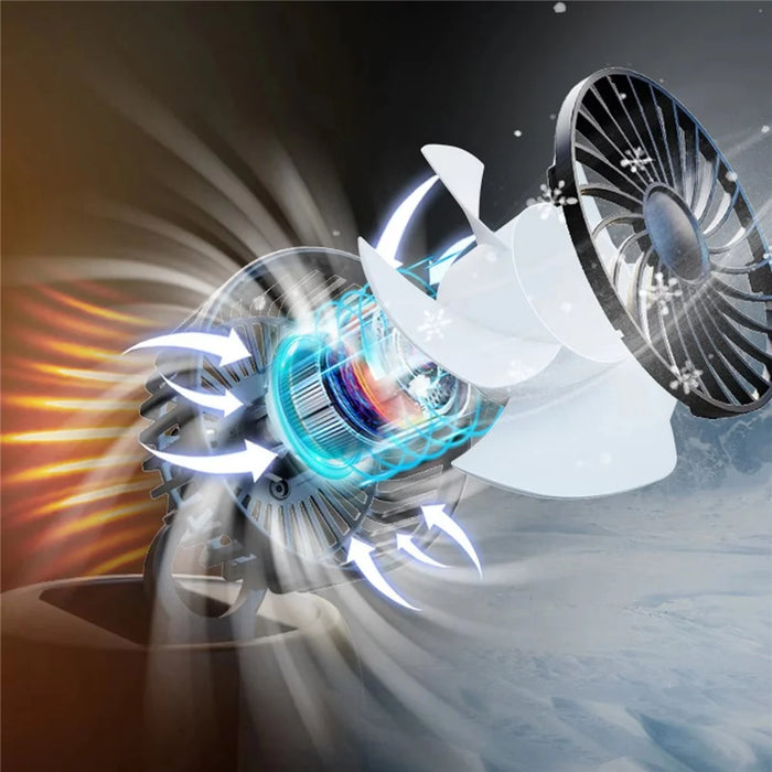 Four Head Folding Car Fan 360 Degree Rotation Auto Dashboard Cooling Fan for Vehicle Use - White  /  5V USB Port - 7