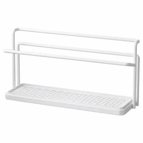 Kitchen Double Layer Cup Holder Rack with Draining Tray Countertop Organizer Glass Mug Storage Stand - White - 1