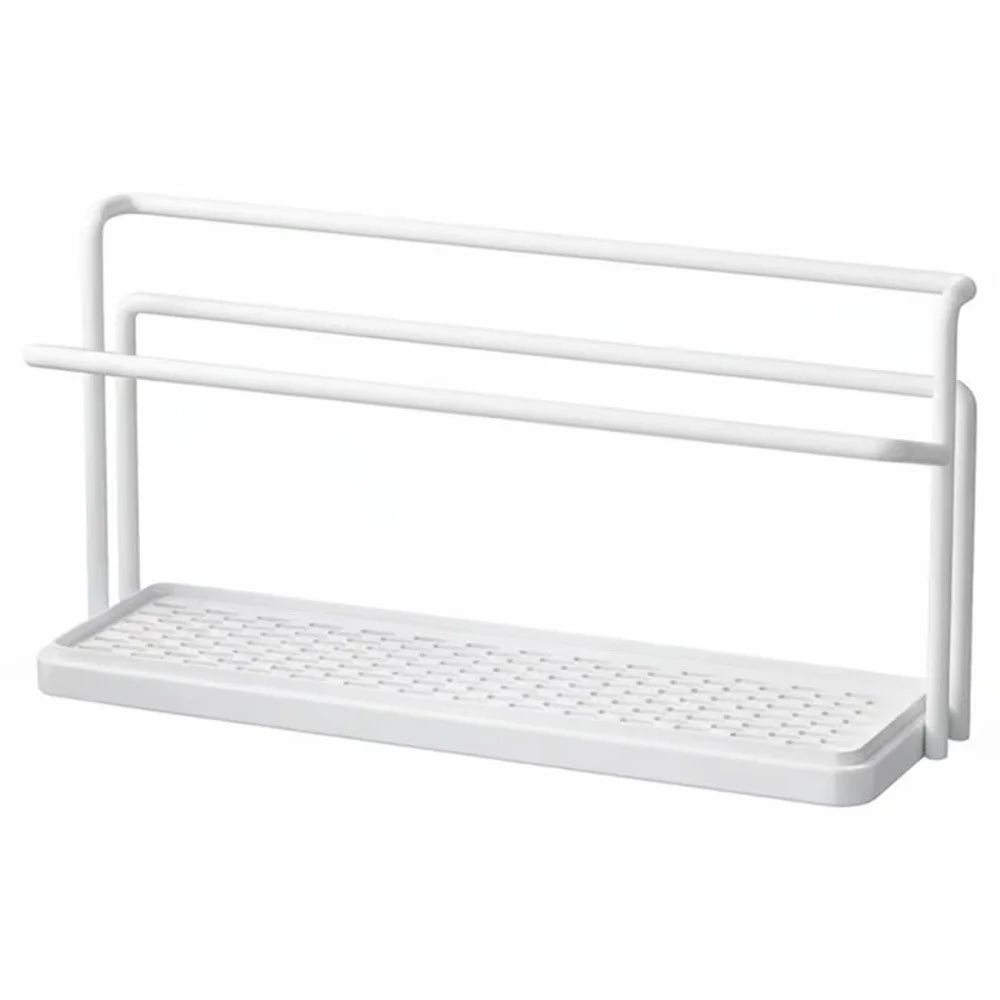 Kitchen Double Layer Cup Holder Rack with Draining Tray Countertop Organizer Glass Mug Storage Stand - White - 1