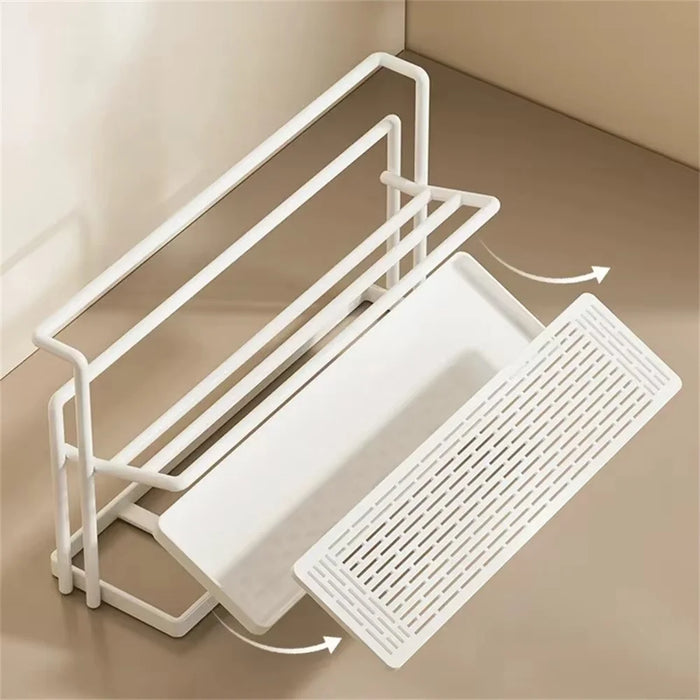 Kitchen Double Layer Cup Holder Rack with Draining Tray Countertop Organizer Glass Mug Storage Stand - White - 7