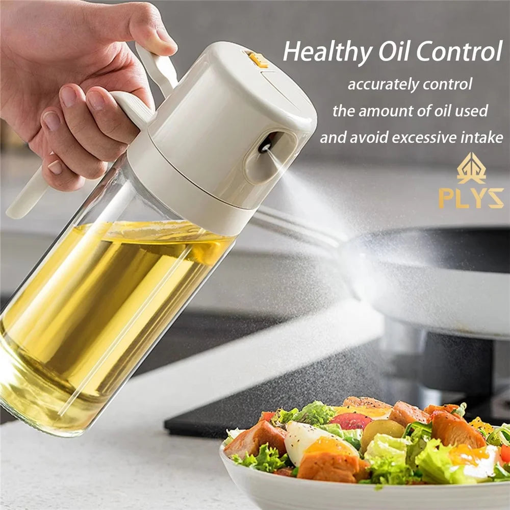 2 in 1 550ml Kitchen Oil Spray Bottle Pour Bottle Leak Proof Glass Oil Dispenser - White - 3