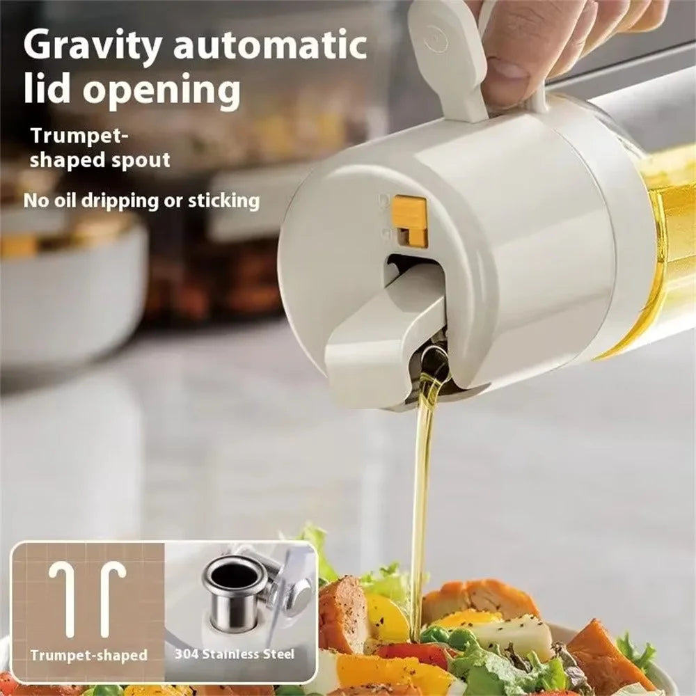 2 in 1 550ml Kitchen Oil Spray Bottle Pour Bottle Leak Proof Glass Oil Dispenser - White - 4