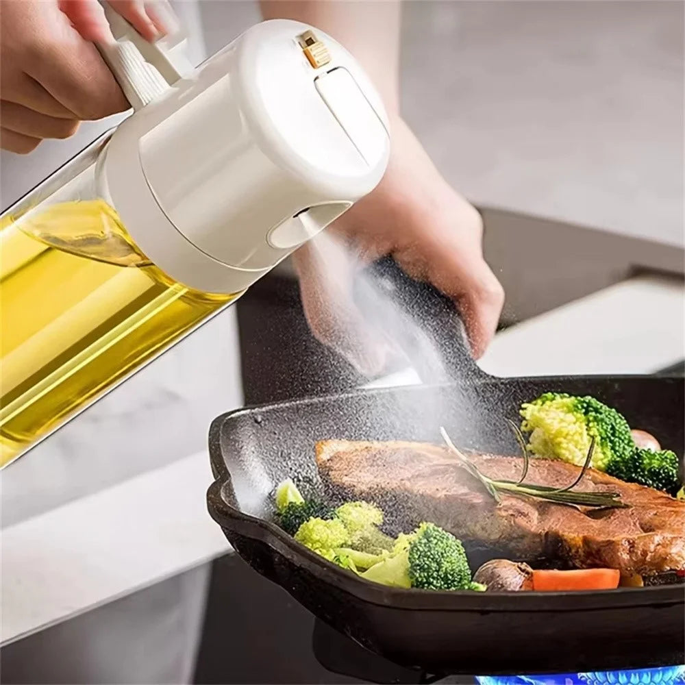 2 in 1 550ml Kitchen Oil Spray Bottle Pour Bottle Leak Proof Glass Oil Dispenser - White - 5