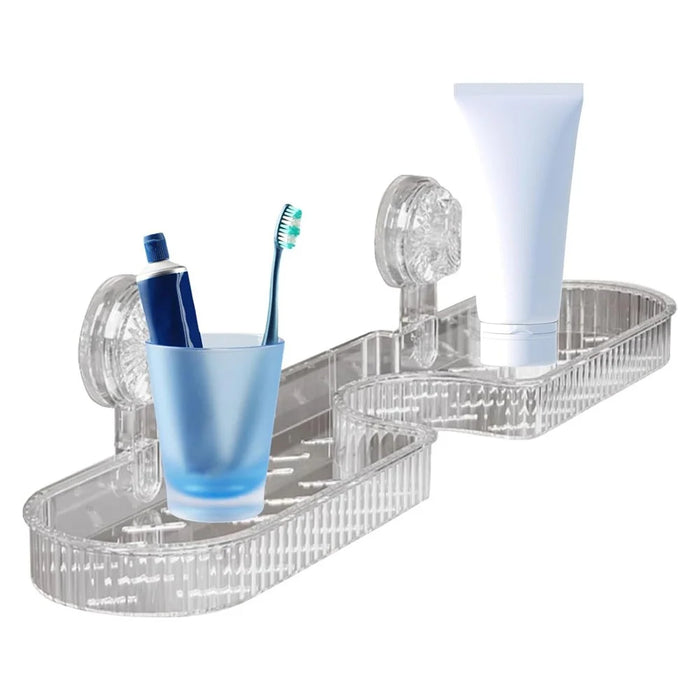 Shampoo Holder Bathroom Shelf Suction Cup Wall Mounted Shower Shelf Over Faucet Sink Rack - Transparent - 1