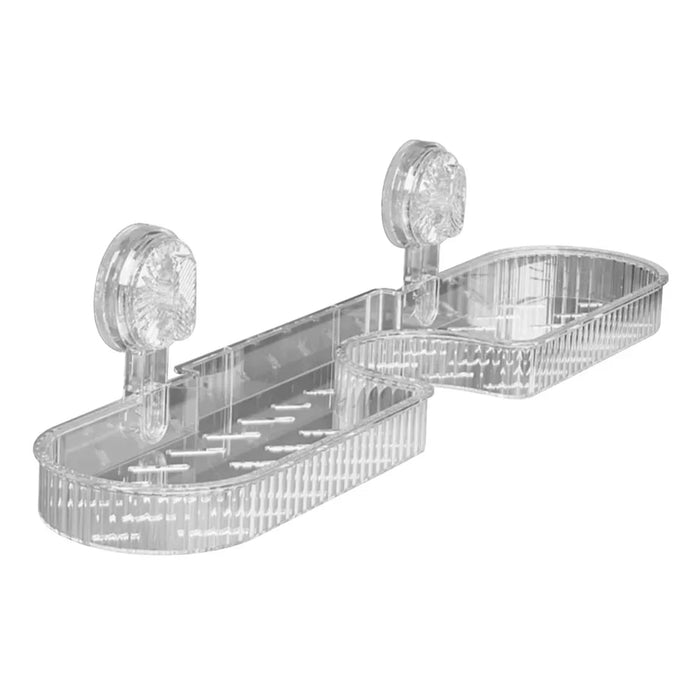 Shampoo Holder Bathroom Shelf Suction Cup Wall Mounted Shower Shelf Over Faucet Sink Rack - Transparent - 2