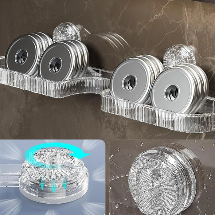 Shampoo Holder Bathroom Shelf Suction Cup Wall Mounted Shower Shelf Over Faucet Sink Rack - Transparent - 3