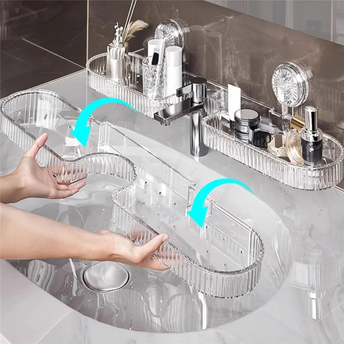 Shampoo Holder Bathroom Shelf Suction Cup Wall Mounted Shower Shelf Over Faucet Sink Rack - Transparent - 6