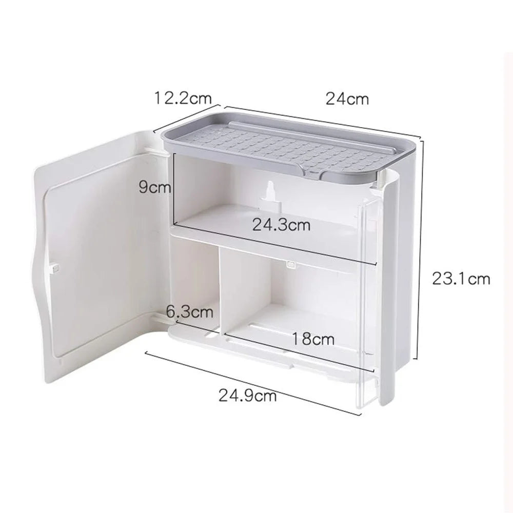 Punch Free Wall Mounted Toilet Paper Holder Bathroom Tissue Dispenser Storage Organizer Box - White - 7