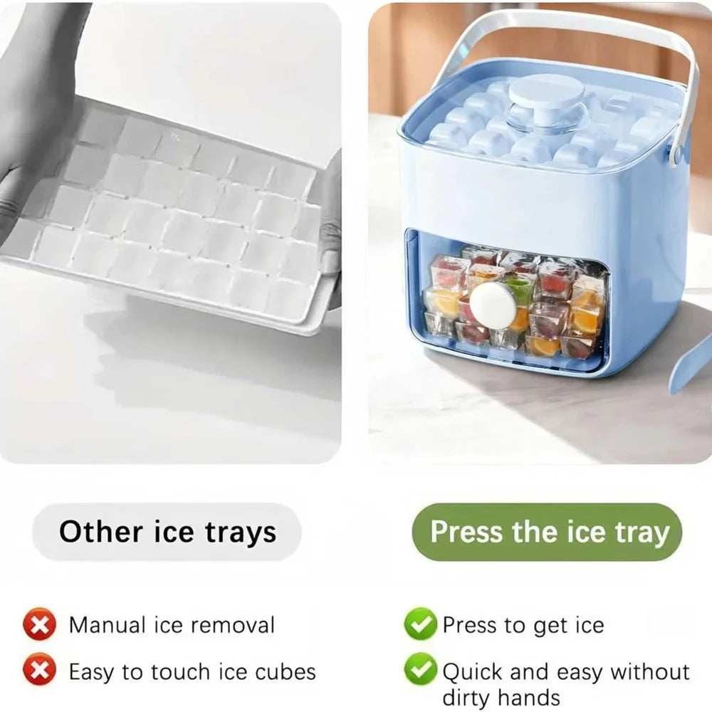 48 Grids Double Layer Press Release Ice Mold with Storage Drawer Portable Ice Cube Tray (BPA Free, No FDA) - Blue - 6