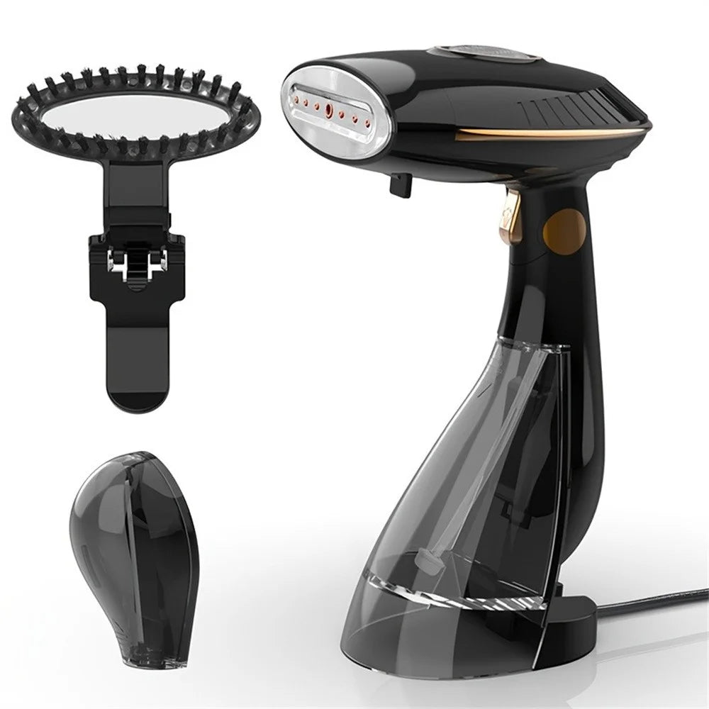 1500W Portable Steam Iron Dry / Wet Dual Use Handheld Folding Garment Steamer with 168ml Water Tank, EU Plug - Black - 1