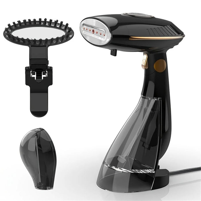 1500W Portable Steam Iron Dry / Wet Dual Use Handheld Folding Garment Steamer with 168ml Water Tank, EU Plug - Black - 1