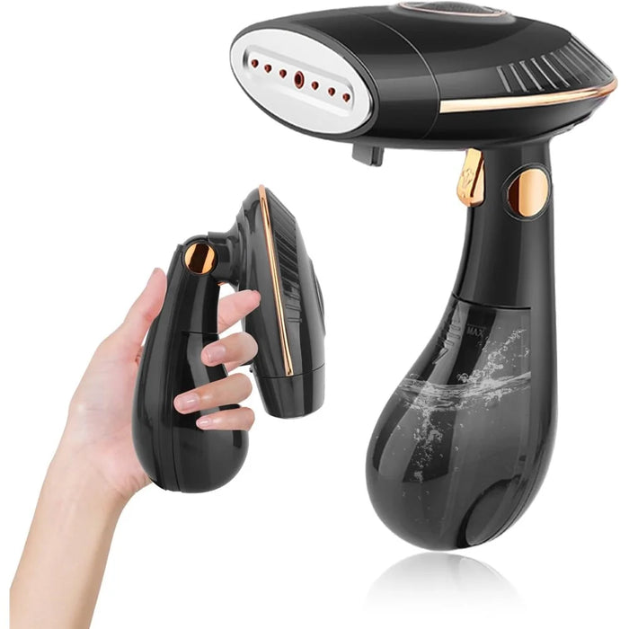 1500W Portable Steam Iron Dry / Wet Dual Use Handheld Folding Garment Steamer with 168ml Water Tank, EU Plug - Black - 2