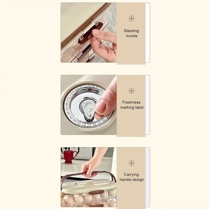 3-Tier Single Row Auto Rolling Egg Storage Container Plastic Stackable Refrigerator Eggs Organizer Box - Clear - 6