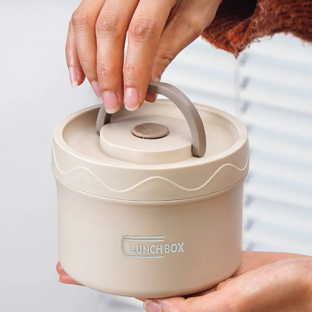 600ml Leak Proof 304 Stainless Steel Lunch Box Microwave Safe Portable Bento Box (BPA Free, No FDA) - Beige - 6
