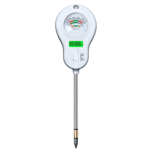 6 in 1 Soil Tester pH Meter with LCD Display Light Moisture Fertility Temperature Humidity Detector, without Battery - White - 1