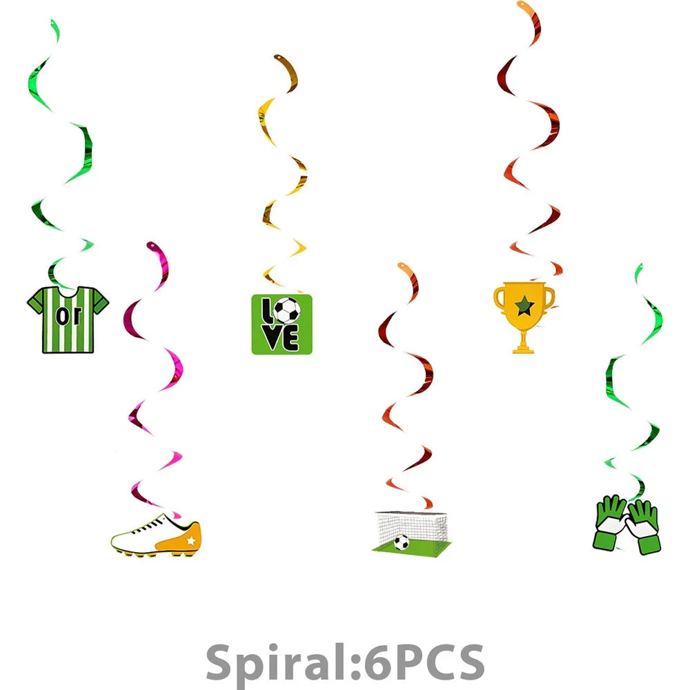 46Pcs Football Soccer Party Decorations Set Birthday Supplies Banner Cake Socket Spiral Cake Toppers - 4