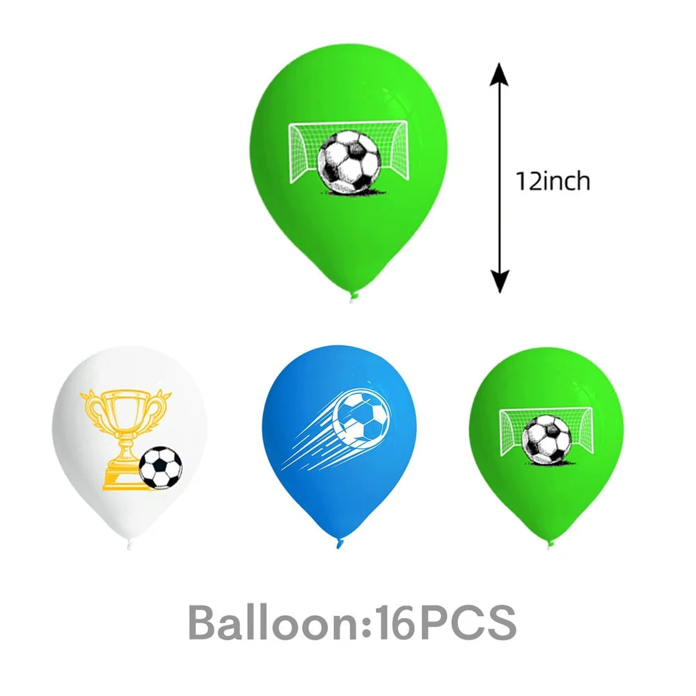 62Pcs Soccer Theme Birthday Party Decoration Set Banner Balloons Cake Toppers Spiral Hanging for Football Party - 6