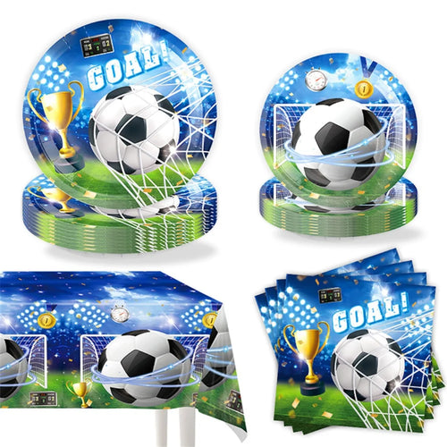 41Pcs Football Theme Party Supplies Set Plates Napkins Tablecloth for Soccer Celebration - 1