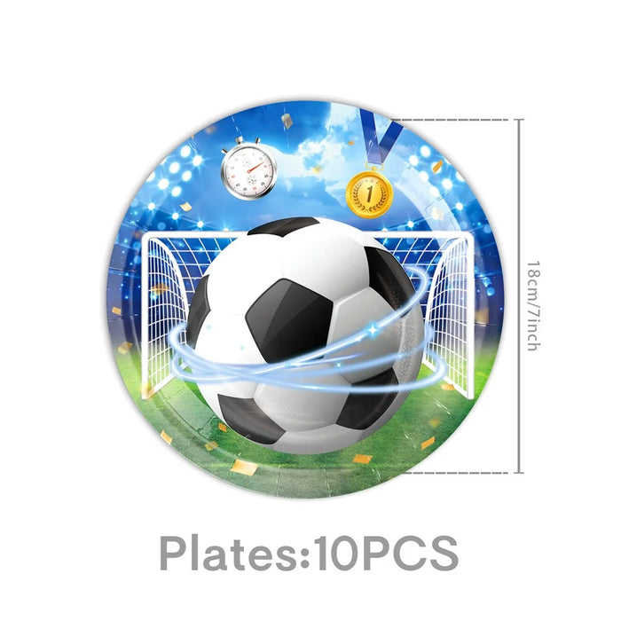 66Pcs Football Theme Party Supplies Set 7inch 9inch Plates Cups Banner Tablecloth for Birthday - 2