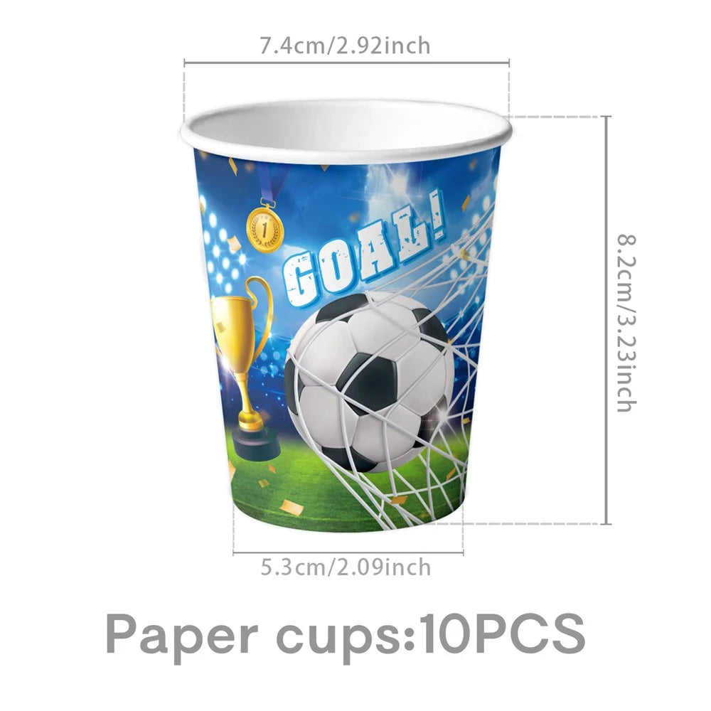 86Pcs Soccer Football Party Supplies Decorations Set Plates Cups Napkins Banner Tablecloth for Birthday - 5