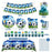 101Pcs Soccer Football Theme Party Supplies Set Banner Tablecloth Plates Cups Napkins Cake Toppers for Birthday - 1