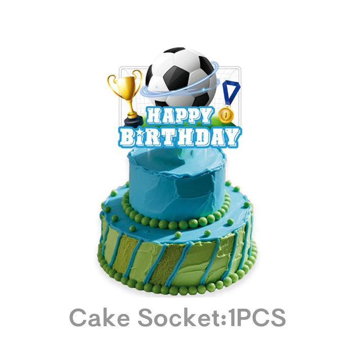 101Pcs Soccer Football Theme Party Supplies Set Banner Tablecloth Plates Cups Napkins Cake Toppers for Birthday - 2