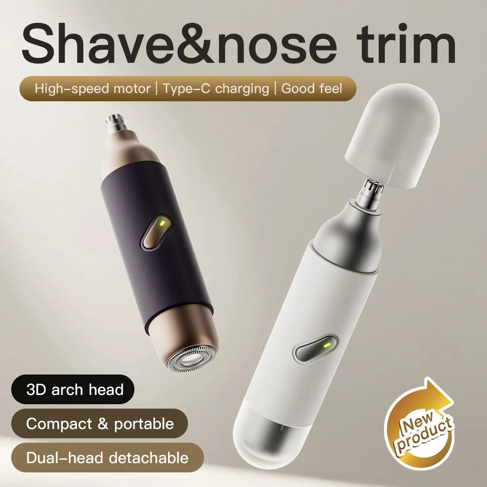 Electric Nose Hair Trimmer Men Portable Mini Grooming Shaver Type-C Charging - White - 2
