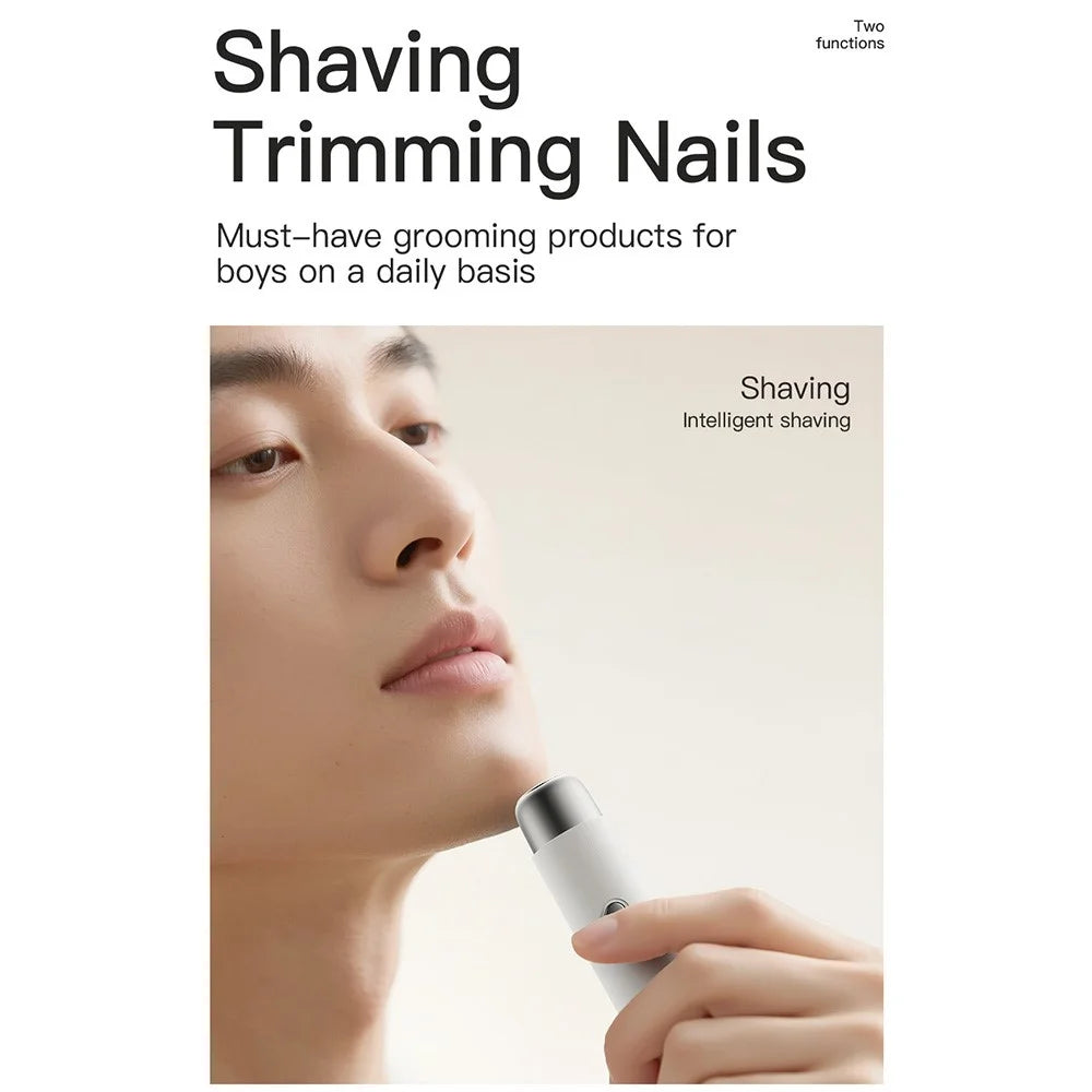 Electric Nose Hair Trimmer Men Portable Mini Grooming Shaver Type-C Charging - White - 7