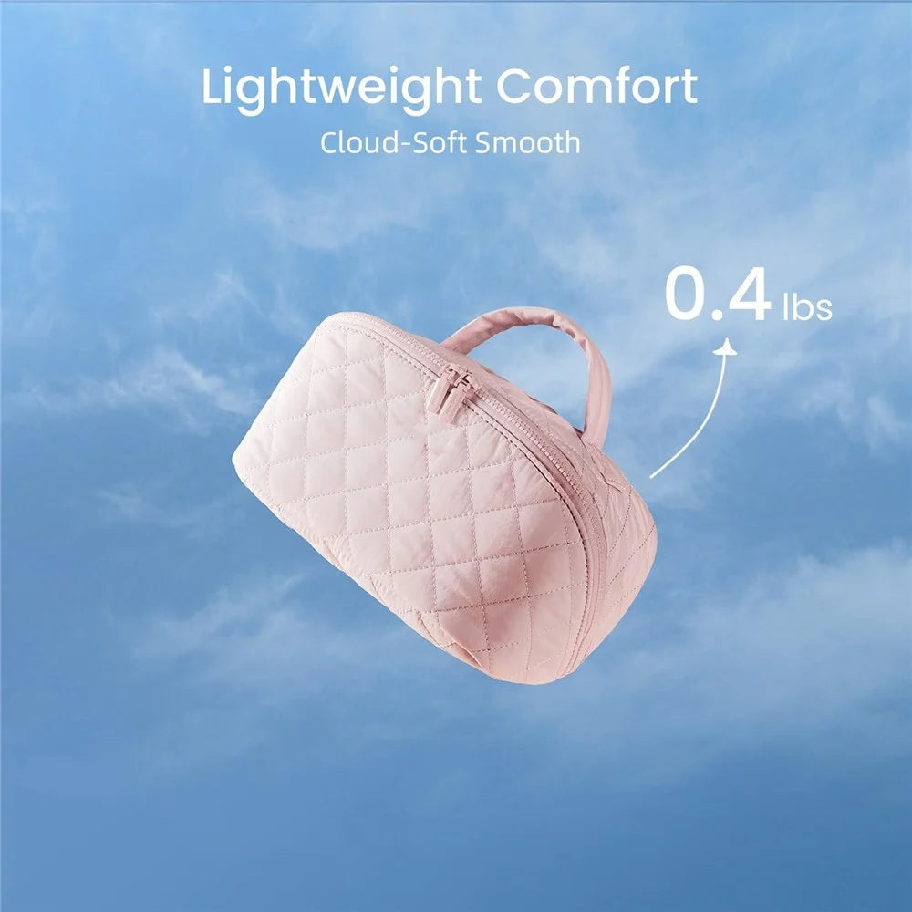 Portable Makeup Bag Large Capacity Travel Cosmetic Organizer with Small Bag - Pink - 7