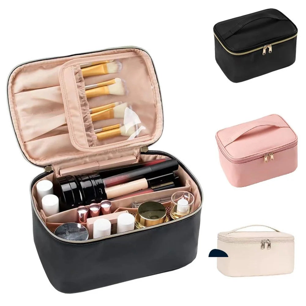 Large Capacity Makeup Bag Portable Travel Cosmetic Organizer Toiletry Bag for Women - Black - 4