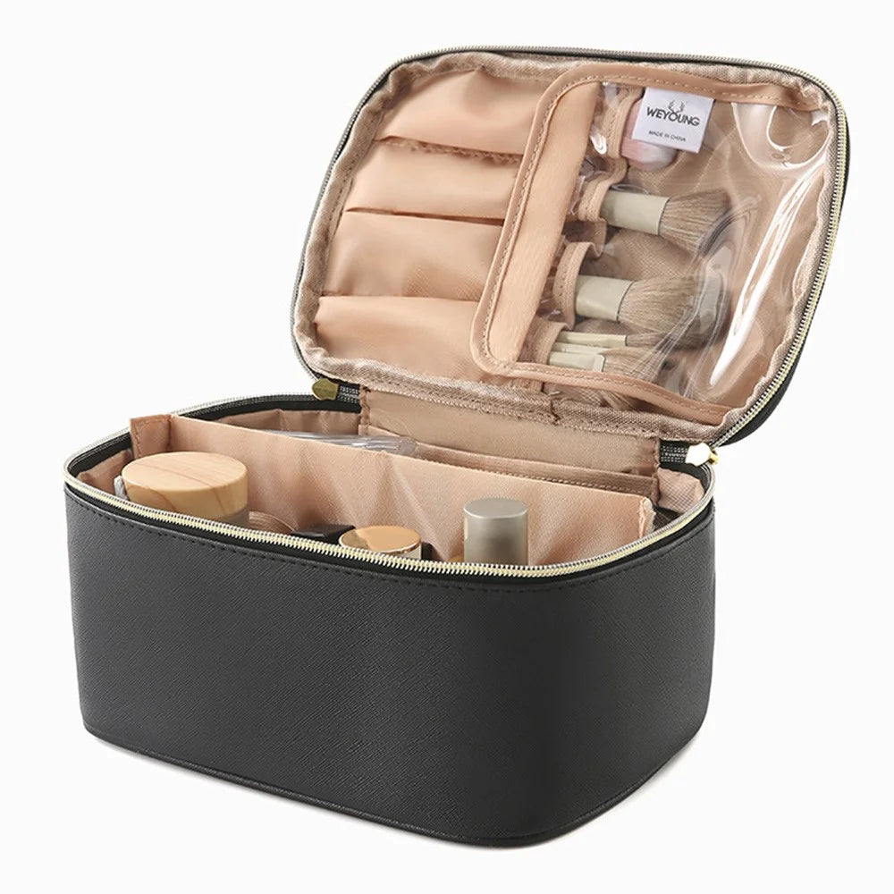 Large Capacity Makeup Bag Portable Travel Cosmetic Organizer Toiletry Bag for Women - Black - 7