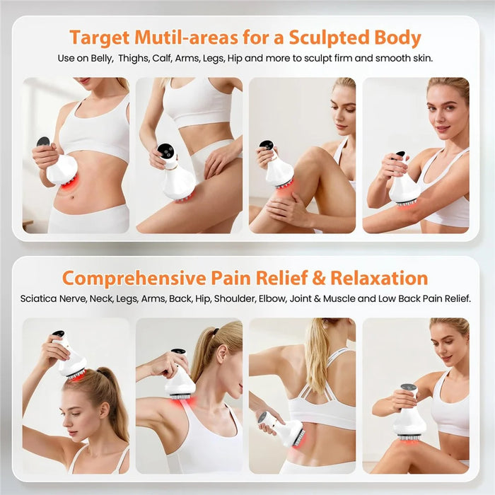 Electric Cordless Massager Bio-Pulse Heat Light Therapy Body Shaping Pain Relief Massager - White - 3