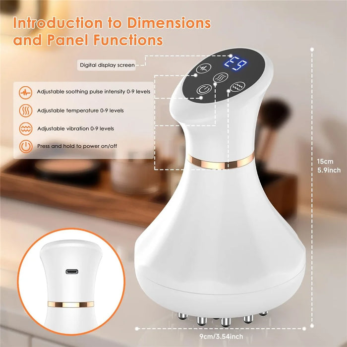 Electric Cordless Massager Bio-Pulse Heat Light Therapy Body Shaping Pain Relief Massager - White - 7
