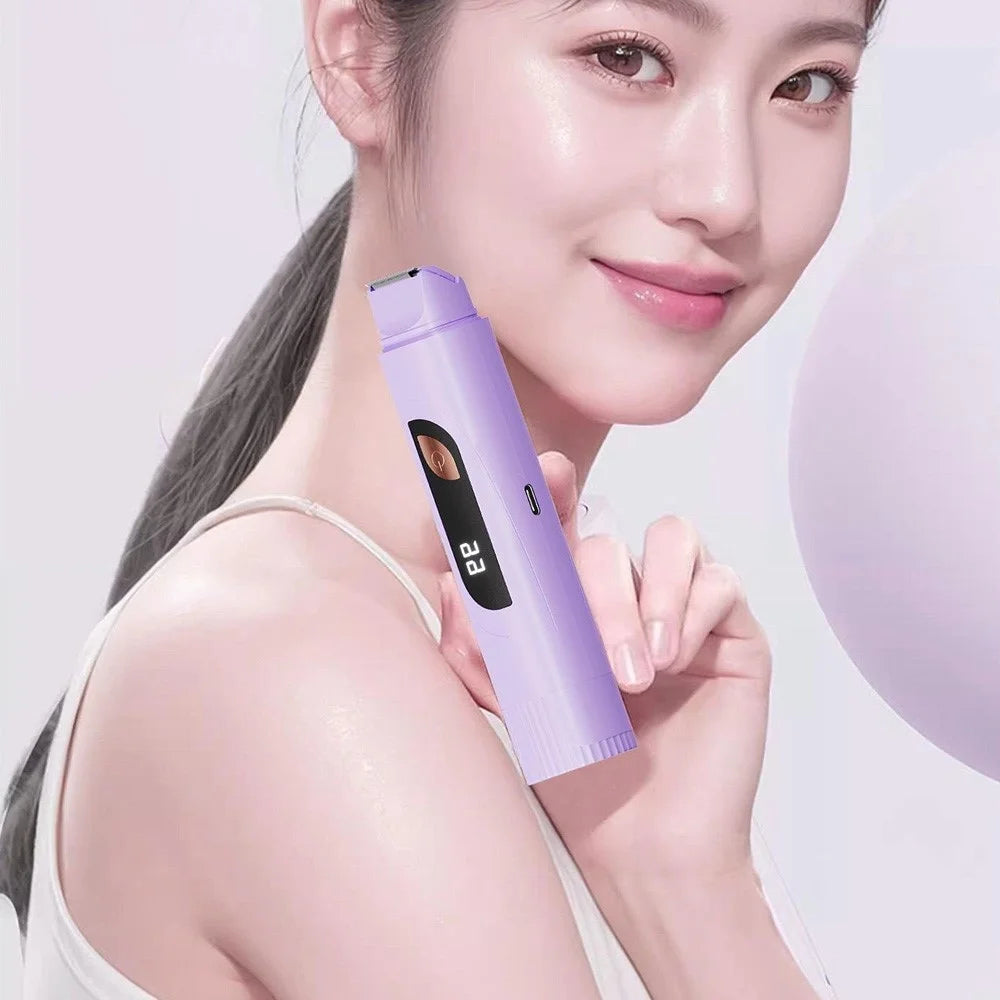 Electric Body Hair Trimmer Dual Head Shaver Razor Underarm Private Parts Hair Removal Device - Purple - 2