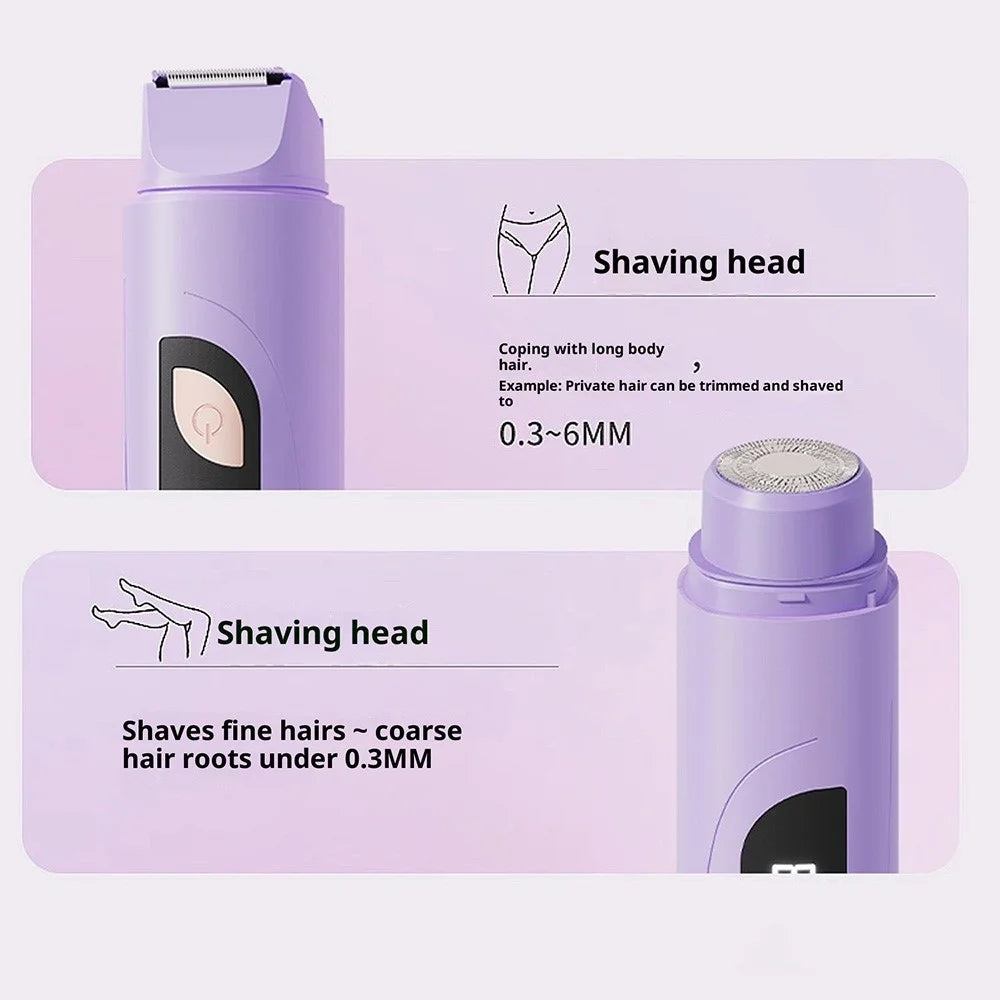 Electric Body Hair Trimmer Dual Head Shaver Razor Underarm Private Parts Hair Removal Device - Purple - 4