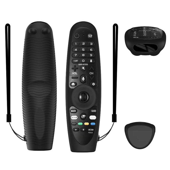 Y38 Silicone Protective Case for LG AN-MR600 / MR650 / MR18BA / MR19BA / MR20GA Remote Control Case Cover Sleeve with Strap - Black - 1