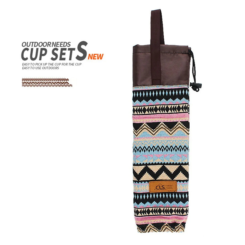 CLS Storage Bag for Disposable Paper Cup, Portable Outdoor Hanging Bag Camping Cup Organizer Holder Accessories - Ethnic Style - 2