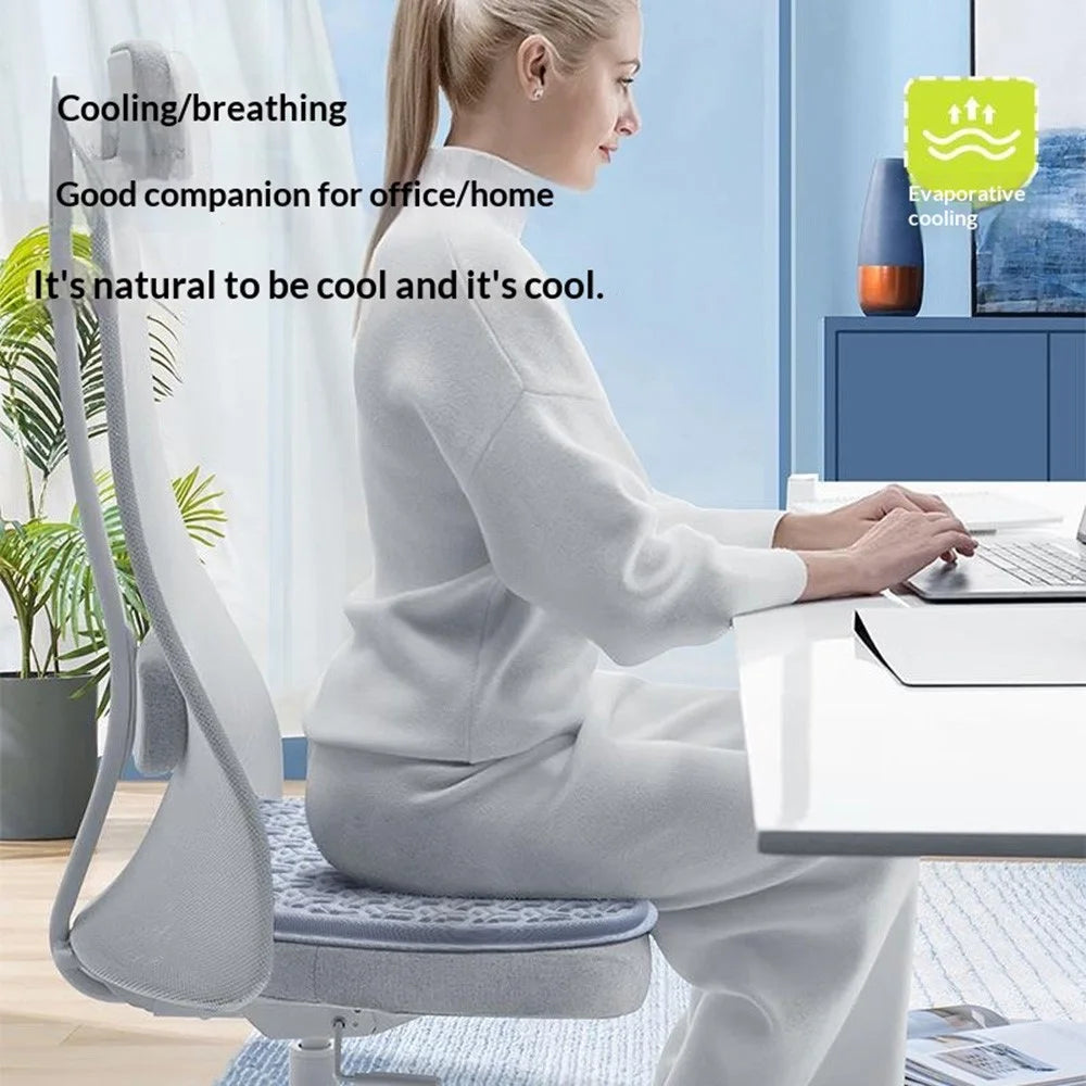 40 x 40cm Summer Seat Cushion TPE Gel Cooling Pad Breathable Chair Mat for Office Home - Blue - 2