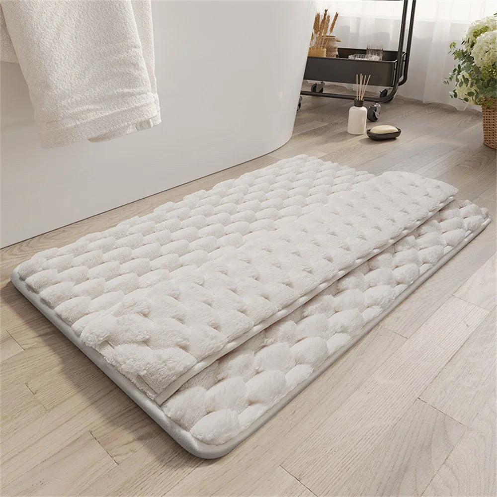 50 x 80cm Fluffy Flannel Memory Foam Bath Mat Quick Dry Water Absorbent Bathroom Non-Slip Floor Mat - Beige - 2